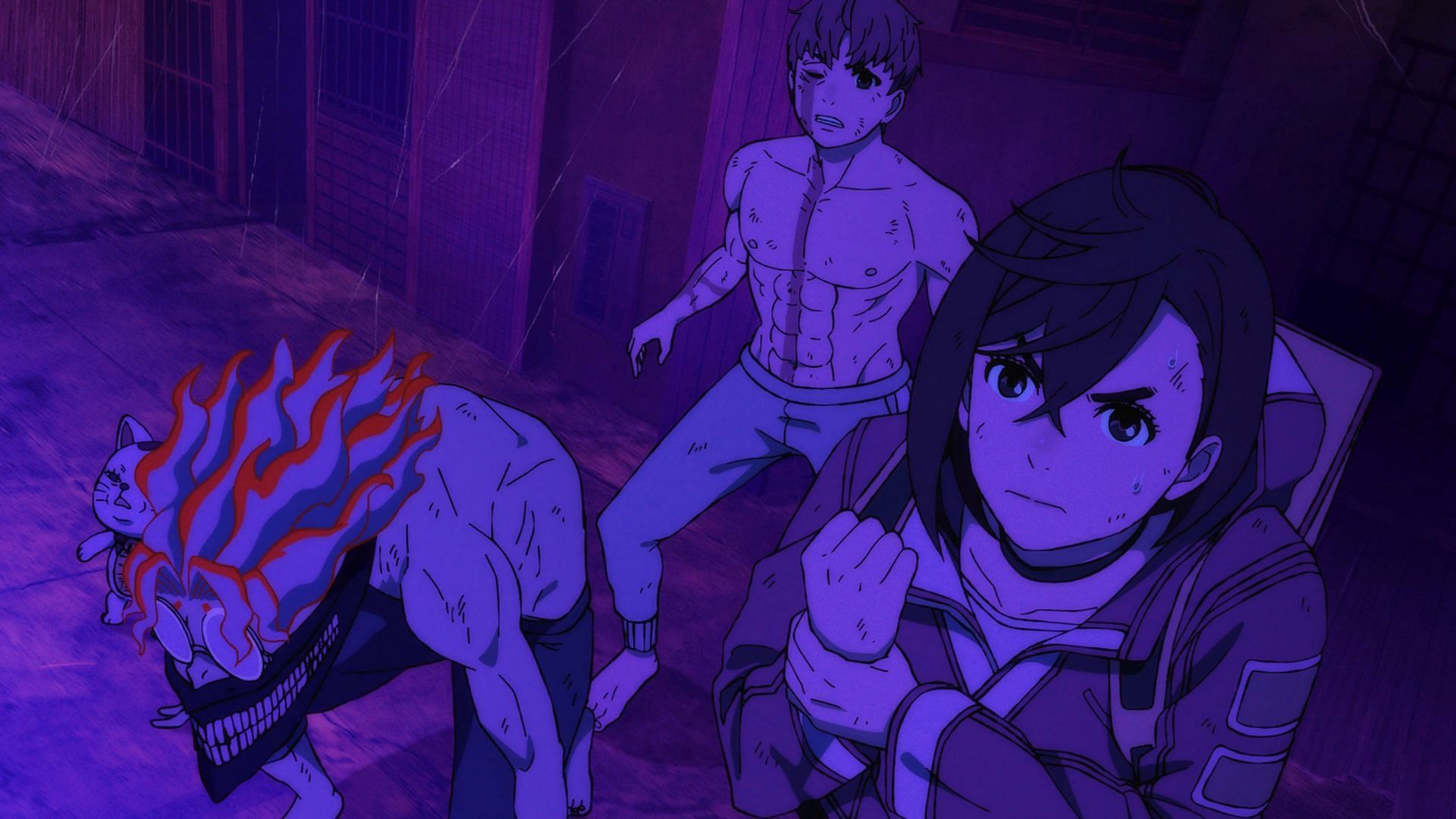Okarun, Momo, and Jiji in episode 2 (Image via Science SARU)